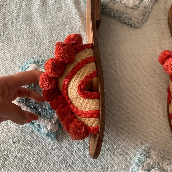 Joie Leather Raffia Pom Sandal Revolve 38 - Picture 4 of 5